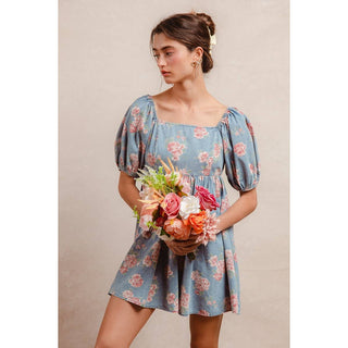 Floral Balloon Sleeve Dress