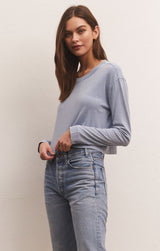 Sloane Knit Denim Long Sleeve Top Washed Indigo