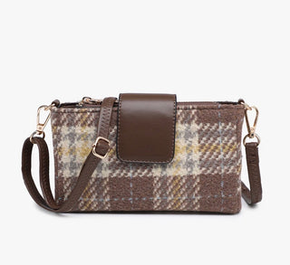 Luciana Plaid Crossbody / Chocolate-Mustard