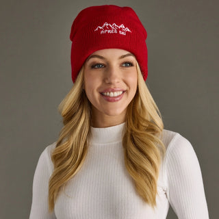 Red Apres Ski Knit Beanie