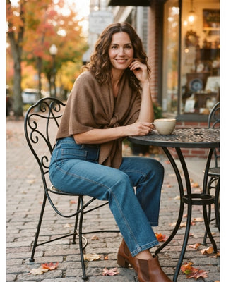 Cashmere Blend Triangle Shawl / Caramel