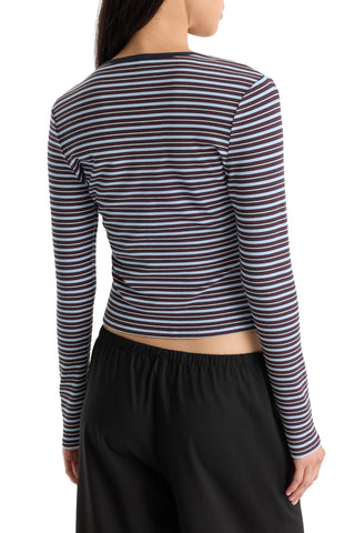 The Rib V Neck Cardigan / Ivy Stripe