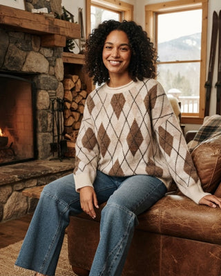 Gia Argyle Oversized Sweater / Cream Multi