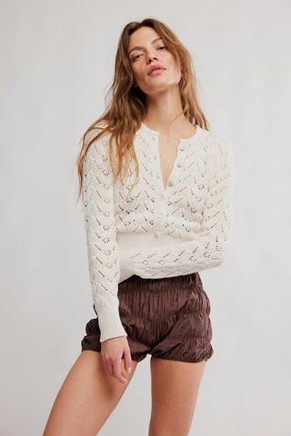 Pretty In Pointelle Cardi / Ivory