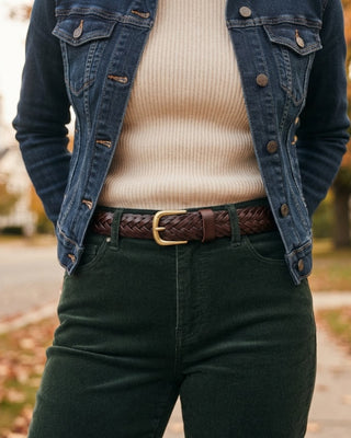 Fashion Handmade Woven Adjustable Leather Belt / Coffee