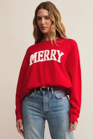 Very Merry Sunday Sweatshirt / Festive Red