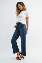 Cargo pocket wide leg/ dark denim