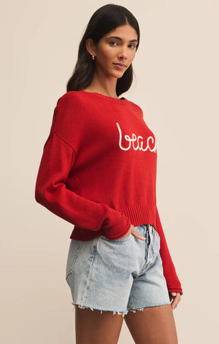 Sienna Beach Sweater/ Cabana Red