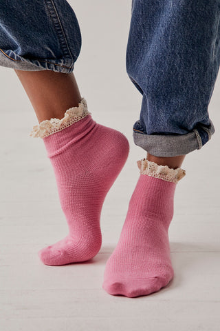 Beloved Waffle Knit Ankle / Bubblegum
