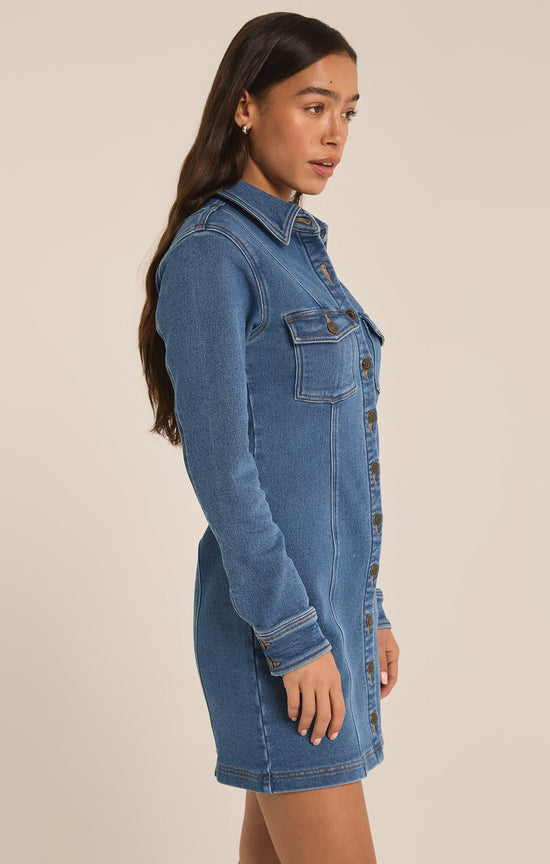 Candice Knit Denim Dress / Vintage Indigo