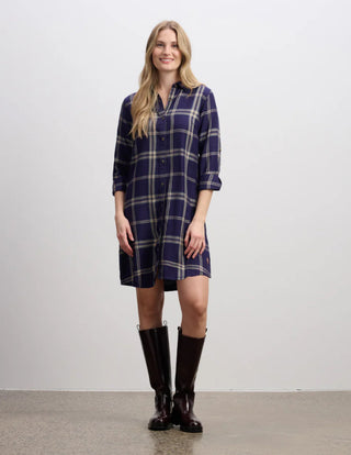 Cara Shirt Dress - Heirloom Navy Plaid