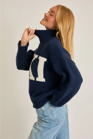 Ski Mock Neck Sweater / Navy