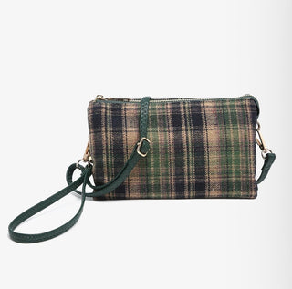 Riley Plaid Crossbody-Wristlet / Olive