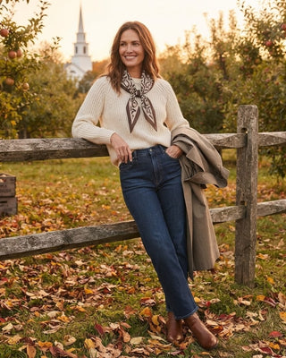 Cotton Neckerchief Scarf / Ivory Brown