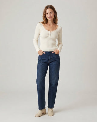 Emily Lace Trim Sweater Top / Cream