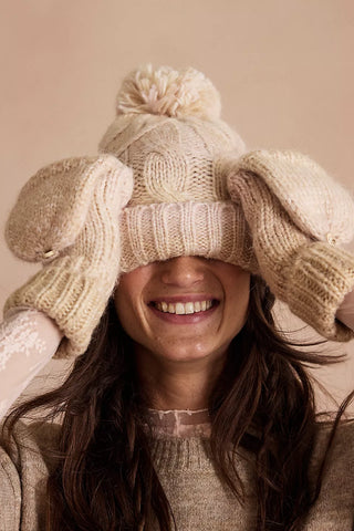 Rainbow Run Hat + Glove Set/ IVORY