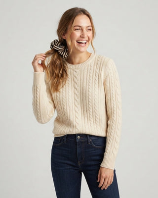 Striped Knit Scrunchie / Coffee