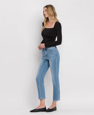 High Rise Crop Slim Straight Jeans /Perfect For Now