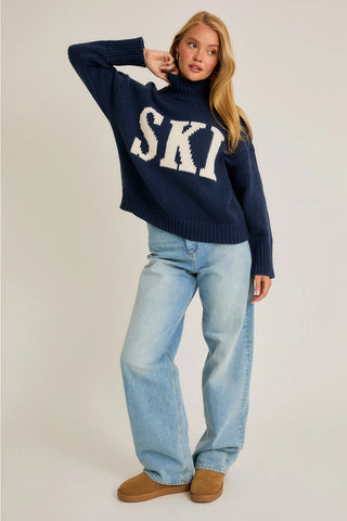 Ski Mock Neck Sweater / Navy