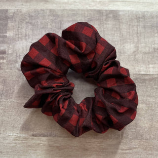 Red Plaid Christmas Handmade Scrunchie