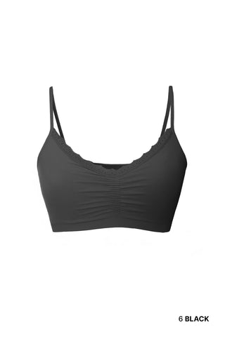 V Neck Lace Bralette / Black