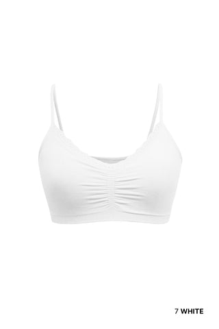 V Neck Lace Bralette / White