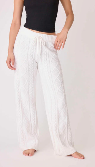 Chenille Cable Knit Crew Lounge Pants / Ivory
