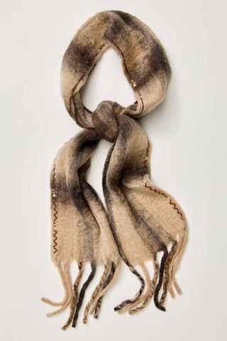 Highland Plaid Skinny Scarf / Neutral Combo
