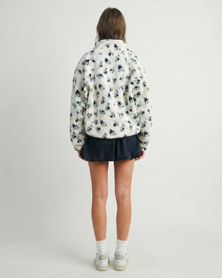 Grace Floral Fleece Jacket / Ivory / Navy