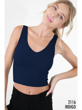 V-Neck Ribbed Crop Top