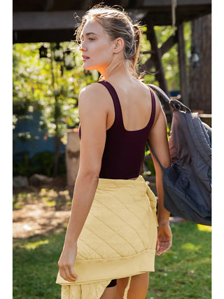 Nylon Butter Square Neck Cropped Tank / Dark Cherry