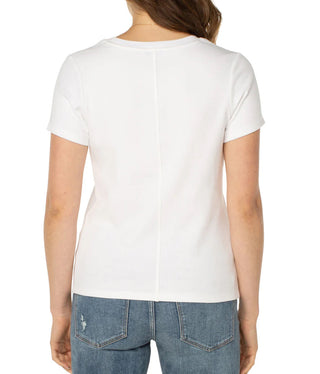 LiverPool Scoop Neck Short Sleeve Tee/ White
