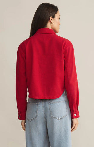 All Day Cropped Denim Jacket / Cherry