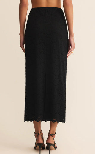 Via Lace Midi Skirt / Black