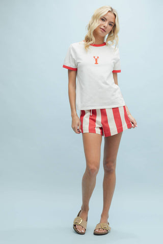 EMBROIDERED CONTRAST KNIT TOP