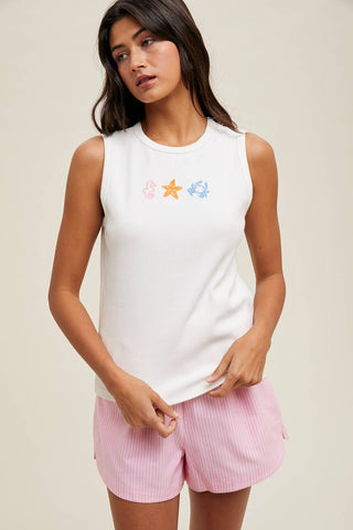 MARINE EMBROIDERED TANK TOP