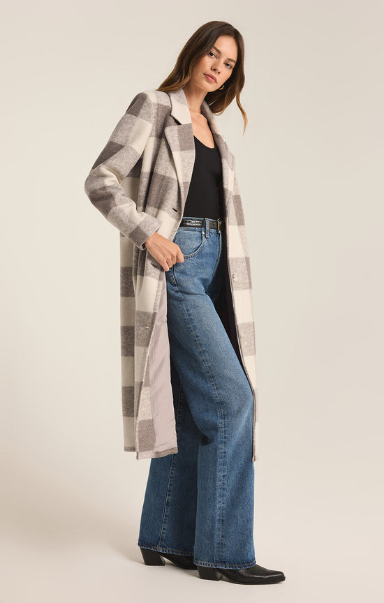 Conway Buffalo Plaid Coat / Slate Grey