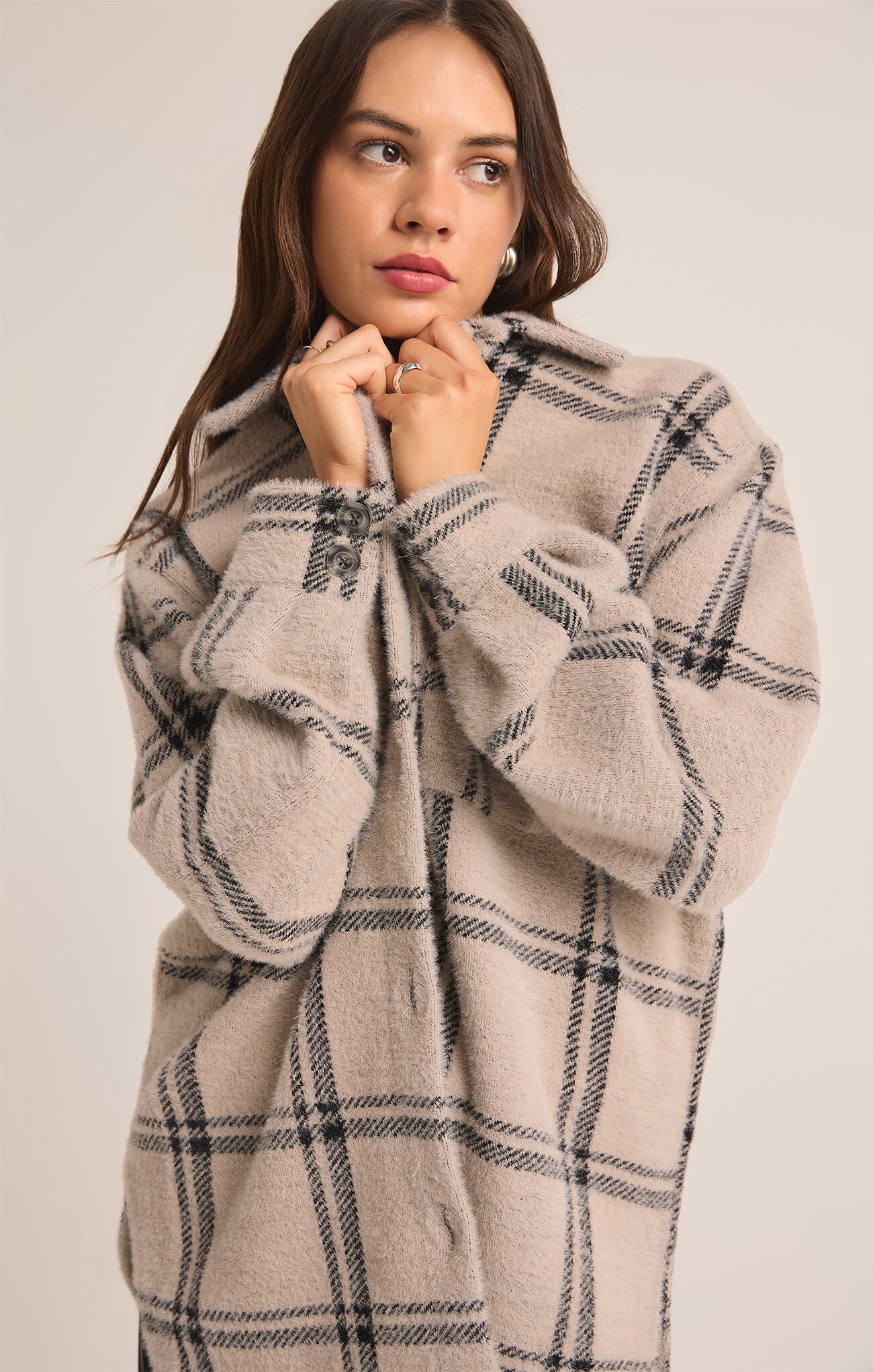 Plaid Tucker Jacket / Crystal Grey