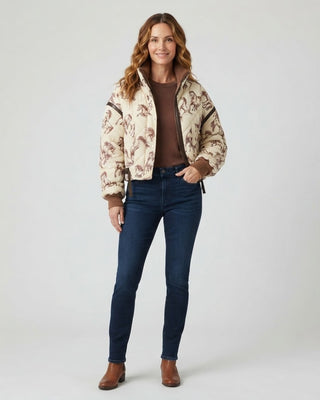 Western Horse Print Quilted Jacket / Chocolate
