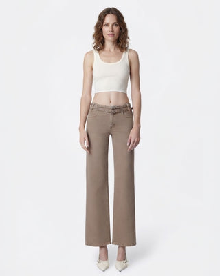 Wilmington Low Rise Belted Wide Leg Jeans / Mocha