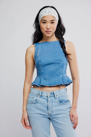 Sun Faded Denim Top / Steel Blue