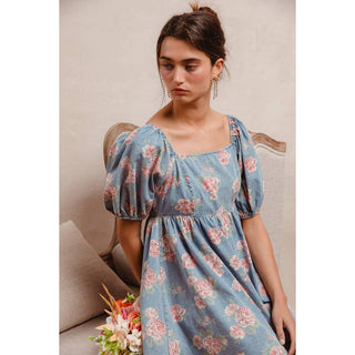 Floral Balloon Sleeve Dress