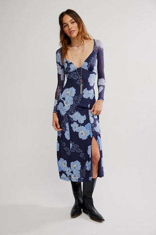 Calla Midi Dress / Sky Combo