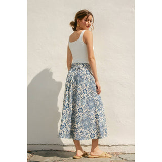 Summer In Capri Buckled A Line Midi Skirt