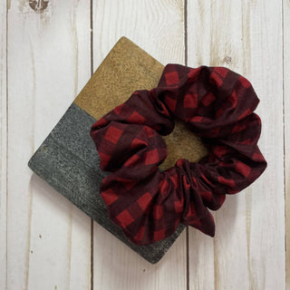 Red Plaid Christmas Handmade Scrunchie