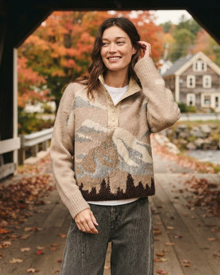 Larissa Quarter-Snap Mountain Sweater / Oatmeal