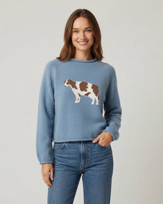 Teresa Cow Sweater / Dusty Blue