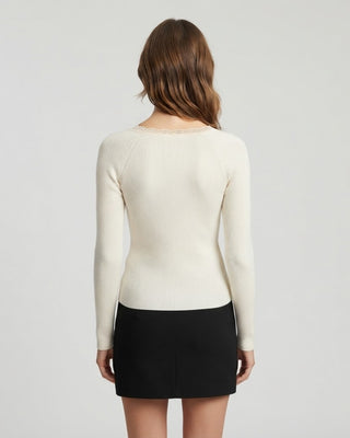 Emily Lace Trim Sweater Top / Cream