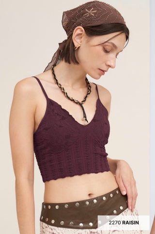 Lace Textured Bralette / Raisin