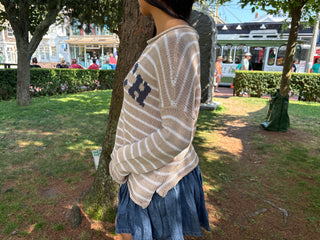 Beach Striped Crew Cotton / Khaki Breaker White Striped